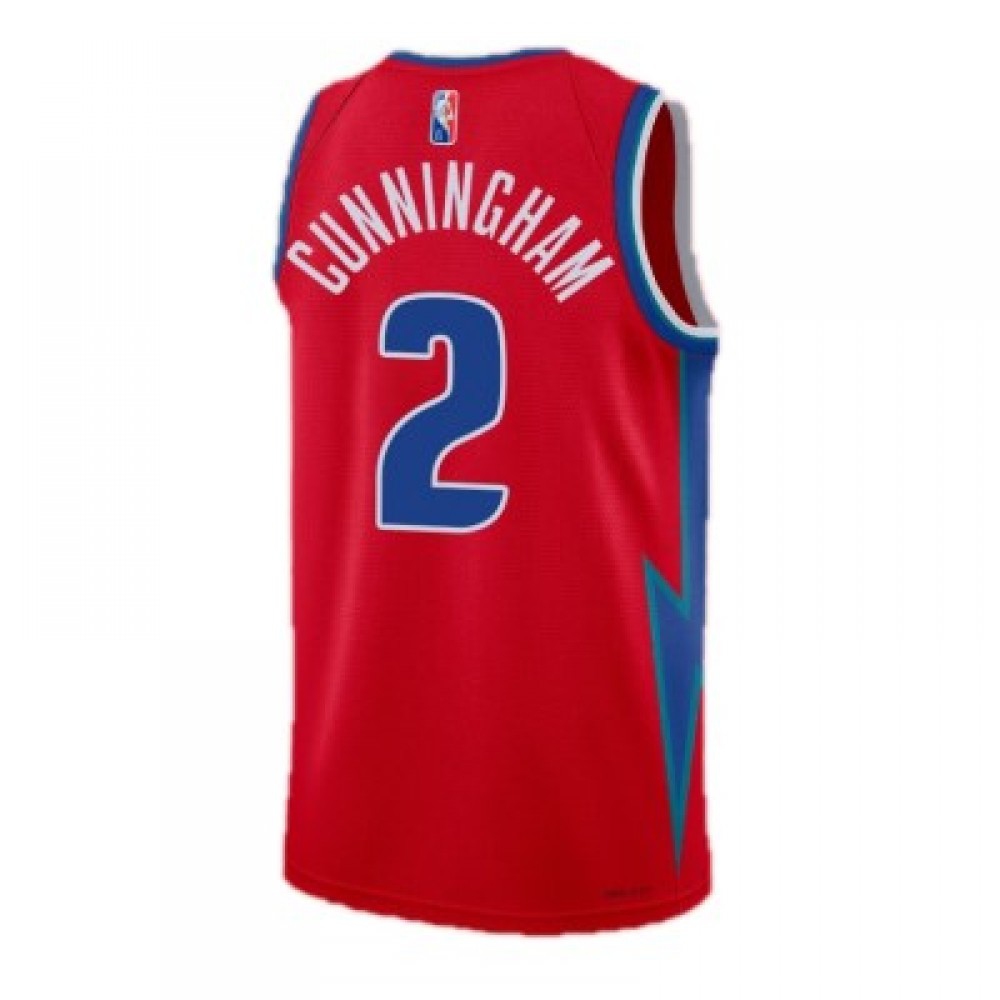 Men's Detroit Pistons Cade Cunningham #2 Red 2021/22 Swingman NBA Jersey - City Edition-Pro Kit Vault | Brand New 26/27 Sports Jerseys